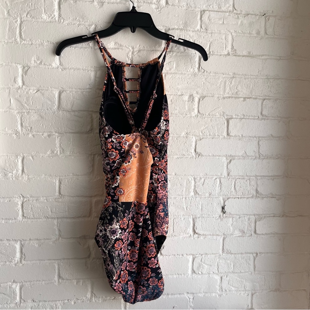 Garnet Hill Floral and Paisley One Piece Swimsuit - Black, Orange, Blue - Picture 10 of 16